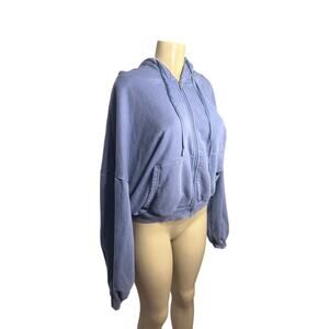 Women S M Pop Flex Popflex Zip Cloud Hoodie Blue Storm Hooded Sweatshirt Coat